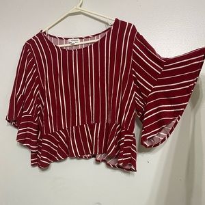 Red and white striped blouse